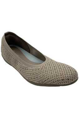BZees Kallie Mesh Knit Rhinestone Flat Taupe - Wide